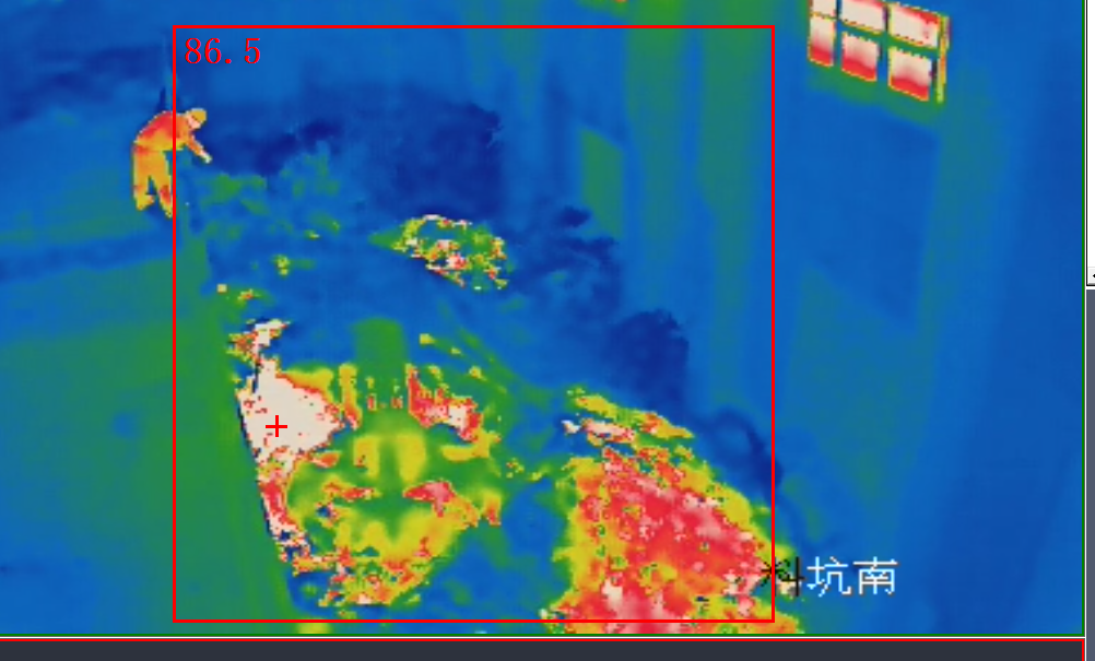 料坑垃圾高温红外图 - 红框标记温度异常